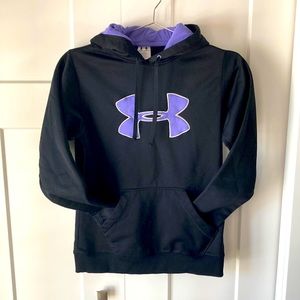 Black with purple Under Armour hoodie, size M